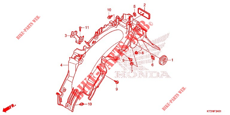 REAR FENDER (AFS125MCSK/MCRK) for Honda WAVE 125, Front disk, Rear brake drum 2019