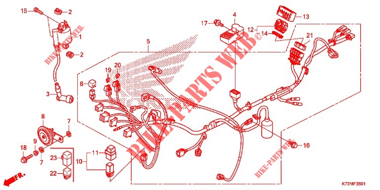 WIRE HARNESS (AFS125MCSK/MCRK) for Honda WAVE 125, Front disk, Rear brake drum 2018 2018