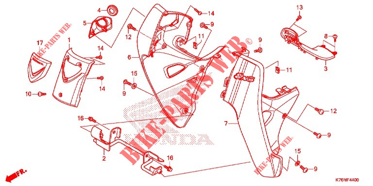 FRONT COWL   LEG SHIELD for Honda EX5 110 Electric start, Casted wheels 2018